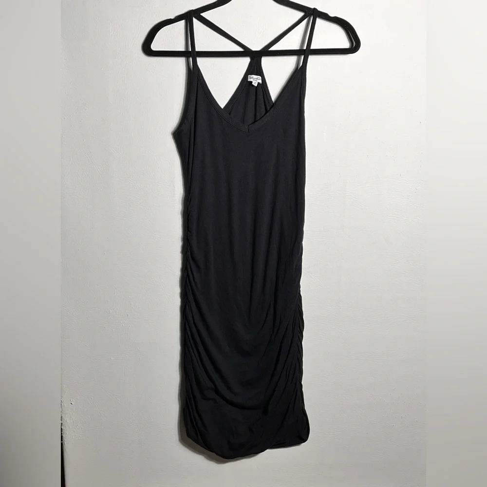 Splendid Ruched Racerback Black Tank Dress Small - Picture 1 of 10